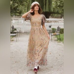 Ivy City Co Fauna Floral Embroidered Dress